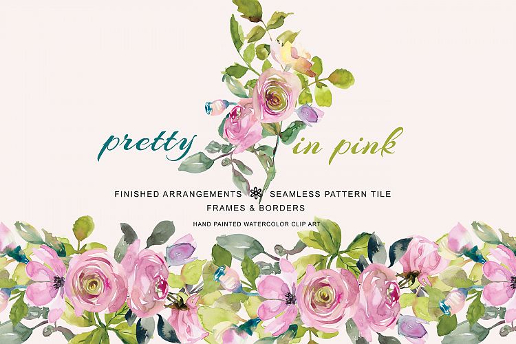 Watercolor Pastel Pink Sage Flowers Clipart