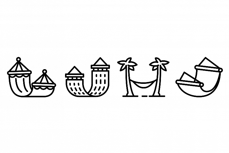 Hammock icons set, outline style