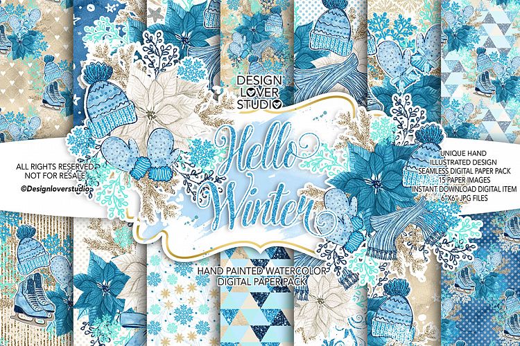 Hello Winter digital paper pack