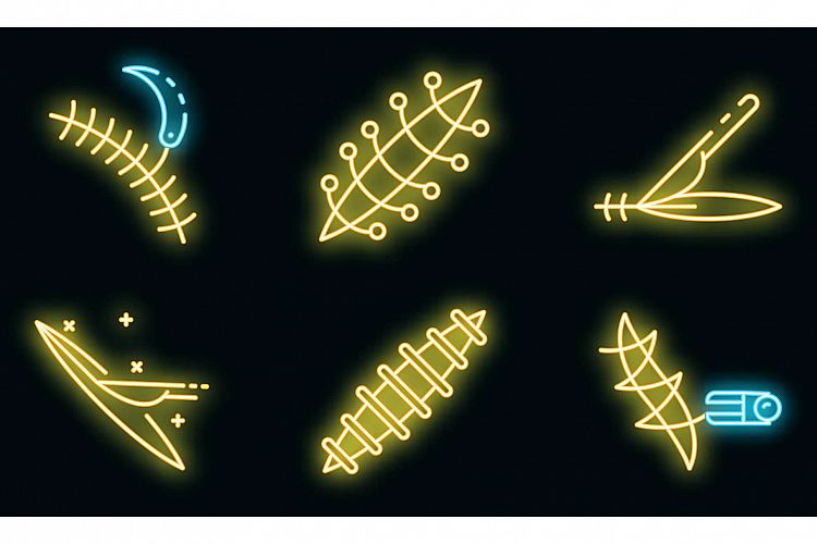 Suture icons set vector neon example image 1