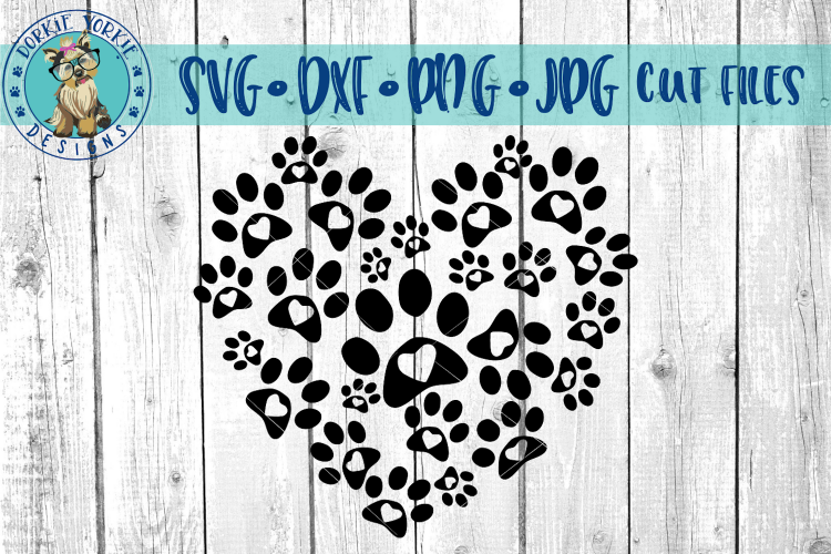 Paw Print Heart - Dog -  SVG cut file
