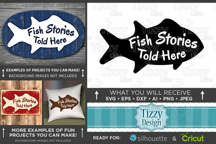 Fish Stories Told Here Svg File - Fishing Sign - 789