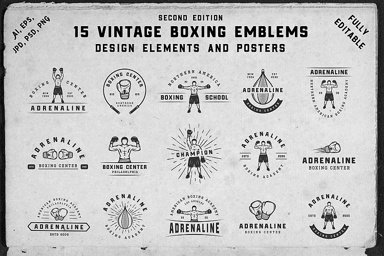 15 Vintage boxing emblems