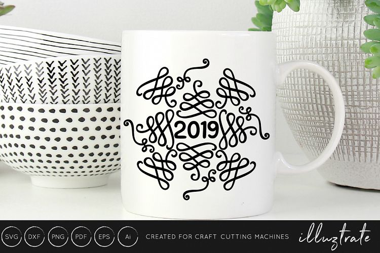 2019 Ornamental Design SVG Cut File - New Year SVG