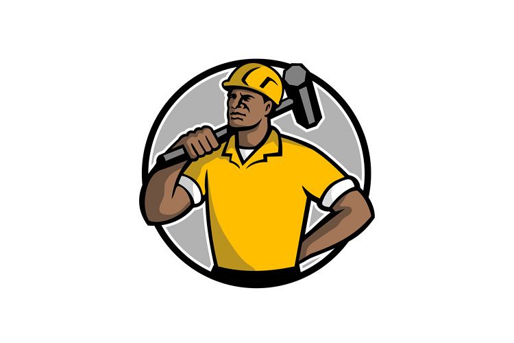 African American Demolition Worker Mascot