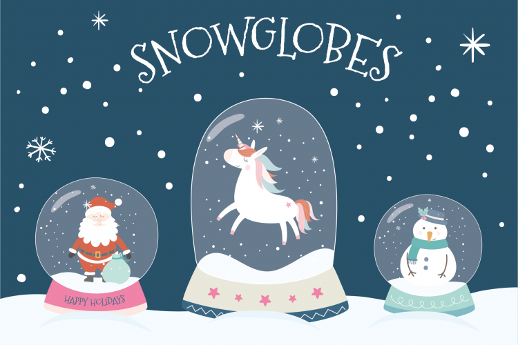 Snowglobes paper and clipart set
