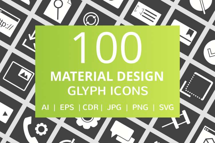 100 Material Design Glyph Inverted Icons