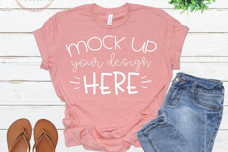 Mock up Bella Canvas 3001 Heather Prism Sunset Unisex Mockup