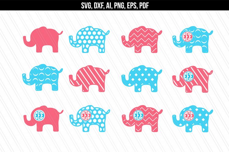 Elephant svg dxf cutting files