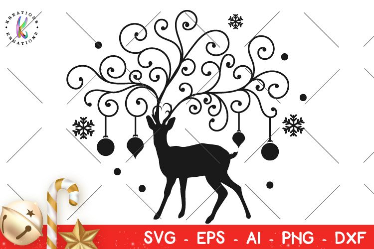 Christmas svg Deer Ornament svg Flourishes
