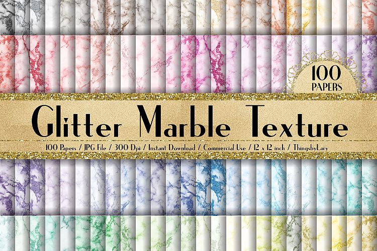 100 Glitter Marble Texture Digital Papers 12 x 12 inch