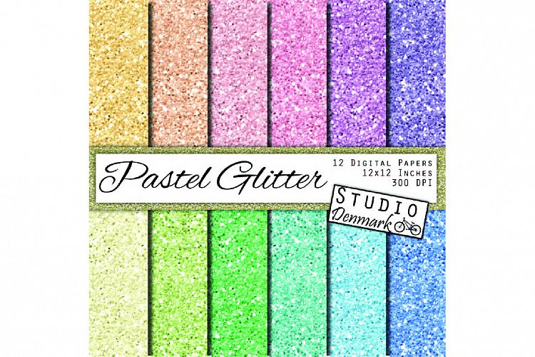 Pastel Glitter Digital Paper - 12 Pack