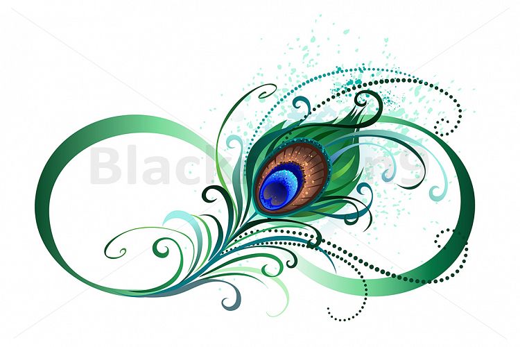 Infinity Symbol with Peacock Feather ( Tattoo )