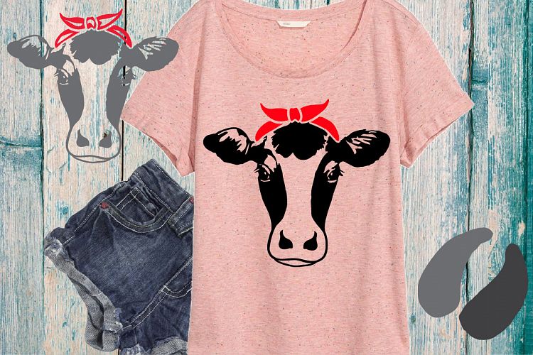 Cow Head whit Bandana SVG, cowboy, western, Farm Milk 777S