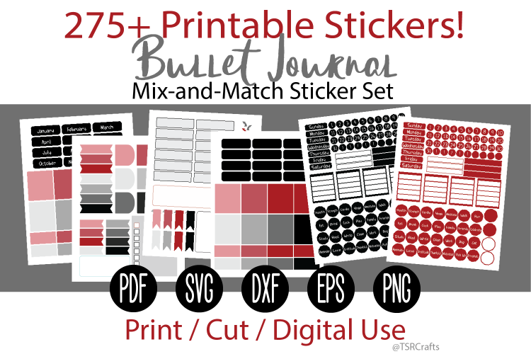 Bullet Journal and Planner Sticker Set - Red and Black