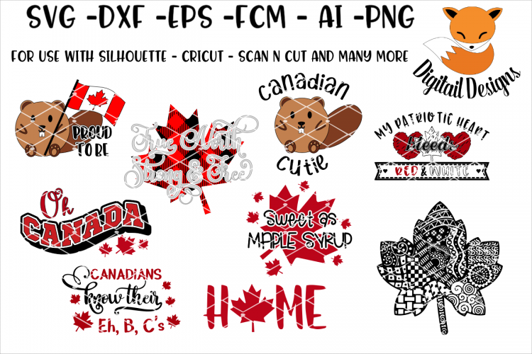 Canadian SVG Bundle - png - eps - dxf - ai - fcm - Canada SVG Bundle - Silhouette - Cricut - Scan N Cut - Canada SVG file