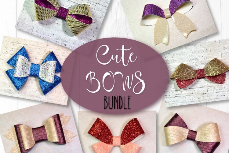 Download 7 Hair bow template SVG, Faux leather bow template Cricut