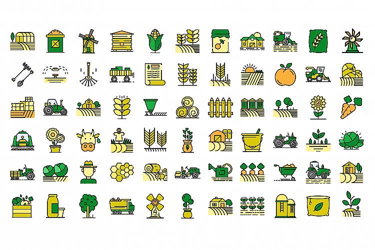 Farmer icons vector flat example image 1