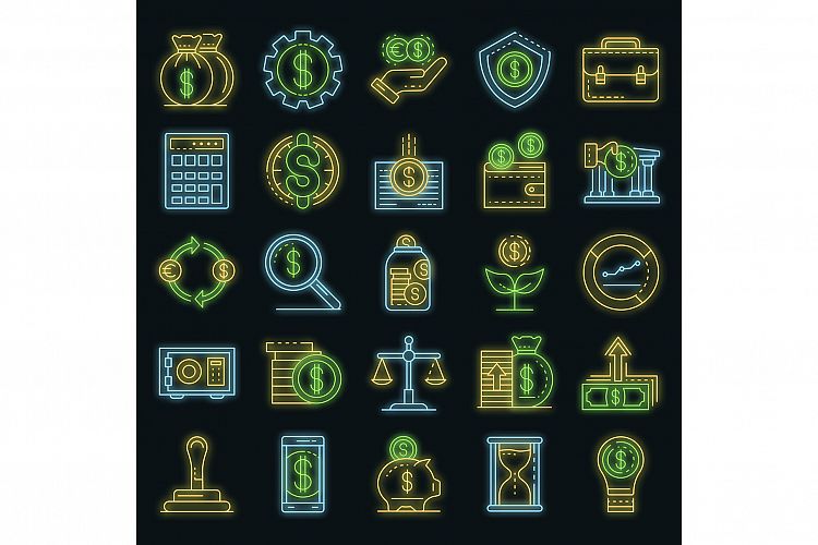 Deposit icons set vector neon example image 1