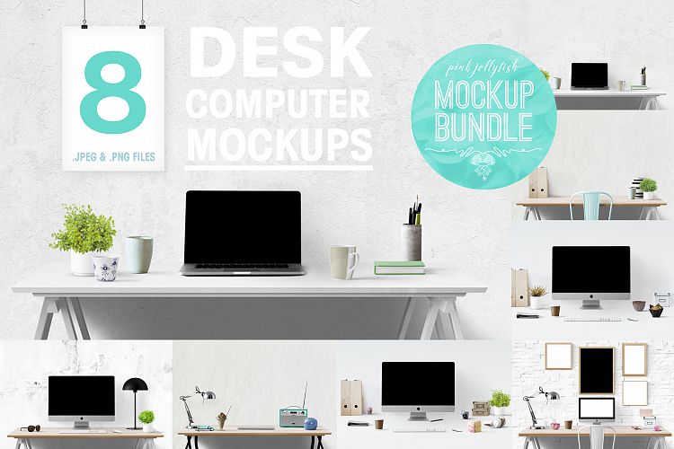 computer mockup & desk mockup bundle