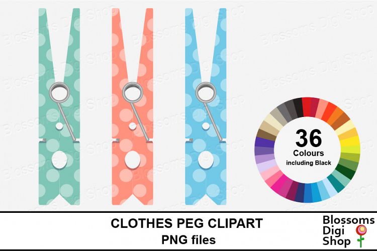 Polka Dot Clothes Peg/ Pin Clipart