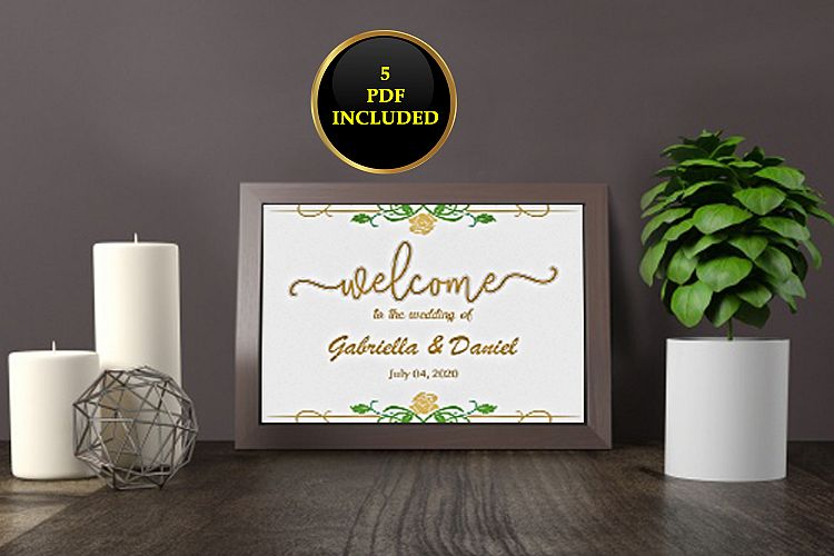 Gold Printable Wedding Welcome Sign, A1,A2,A3,A4,A5, DAD_12