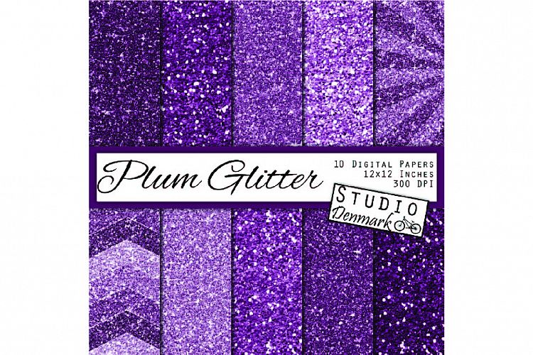Plum Glitter Digital Paper Pack - 10 Papers