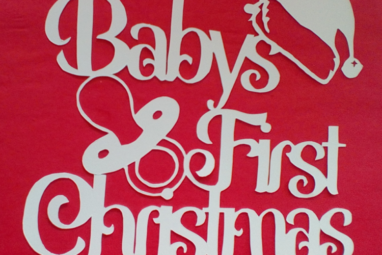 Babys First Christmas with Dummy/Pacifier Papercutting Template