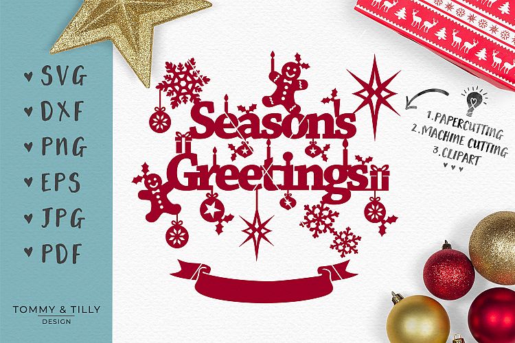 Seasons Greetings - SVG EPS DXF PNG PDF JPG Cut File