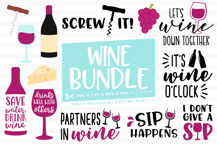 Wine Bundle 13 Designs SVG DXF EPS PNG