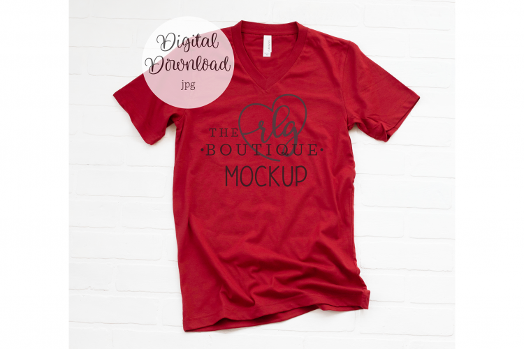 Download Red 3005 Bella Canvas shirt mockup 2 (194786) | Mock Ups ...