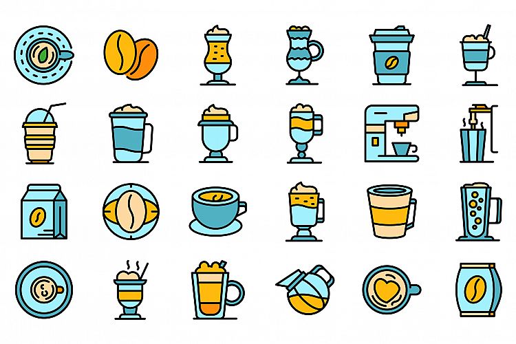 Latte icons set vector flat