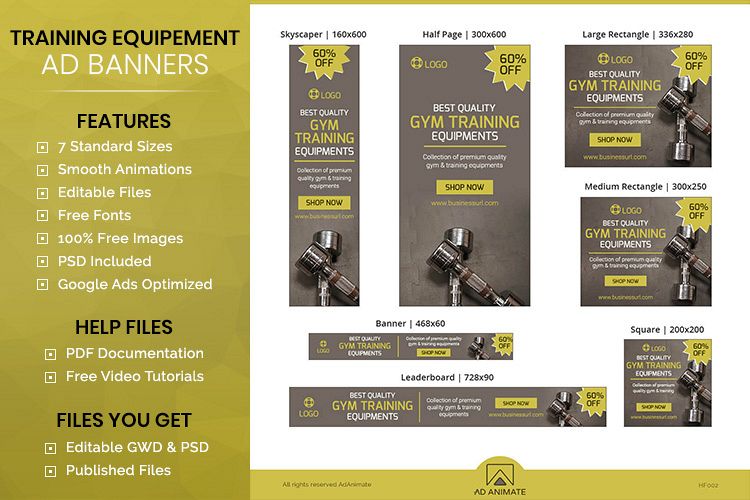Training Equipment Animated Ad Banner Template - HF002