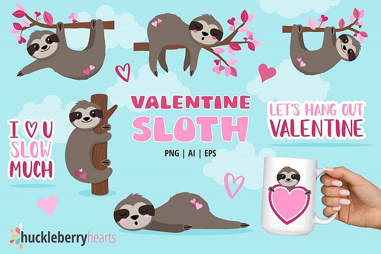 Download Valentine Sloths Clipart