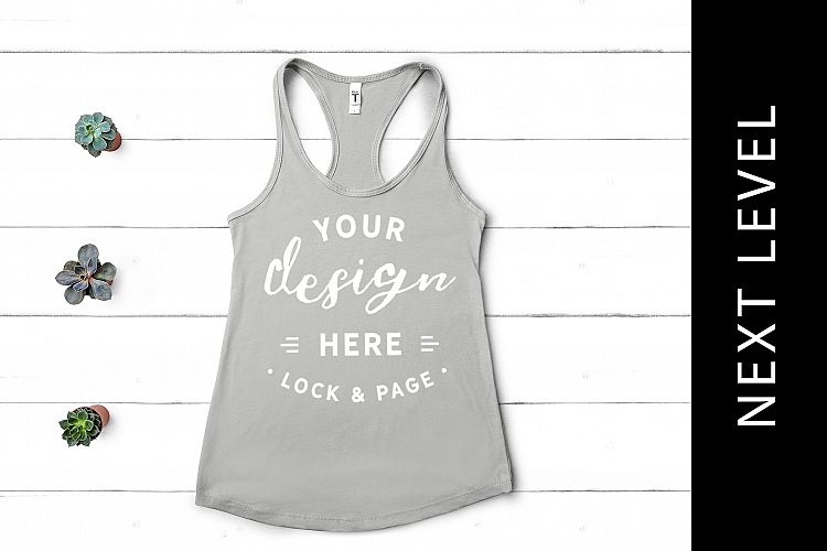 Silver Next Level 1533 Tank Top Mockup Ladies Racerback Vest