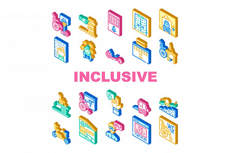 Inclusive Life Tool Collection Icons Set Vector example image 1