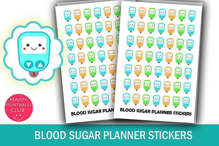 Blood Sugar Planner Stickers- Glucose Tracker Stickers