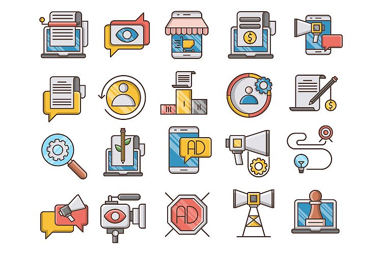 Digital marketing icons set