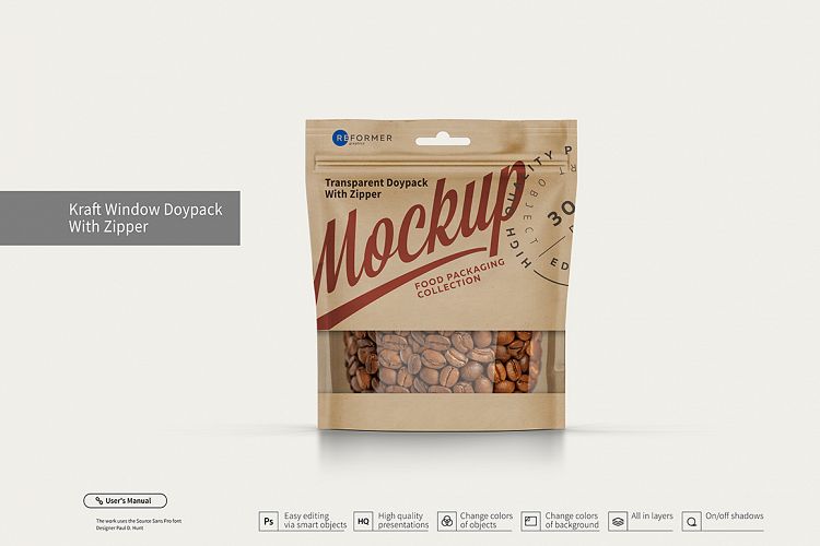Kraft Window Doypack With Zipper