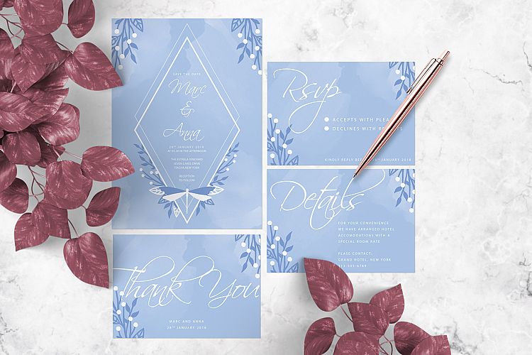 Blue Sky Dragonfly Wedding Invitation
