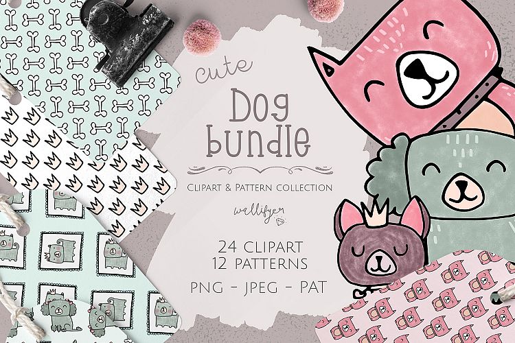 Dog clipart and patterns collection