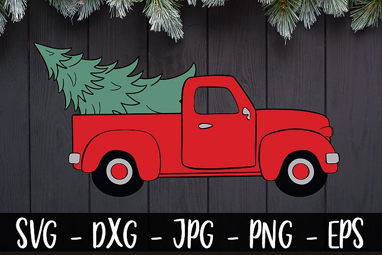 Download Red Truck Christmas Tree SVG DXF EPS Red Truck Christmas