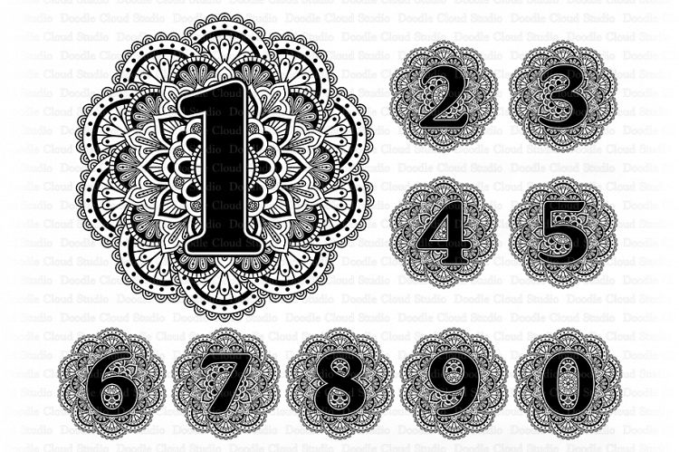 Mandala Numbers Svg Number Svg Set Of 10 Numbers Clipart