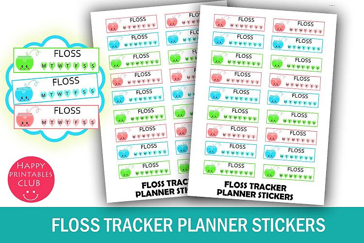 Floss Tracker Planner Stickers- Dental Planner Stickers-Cute