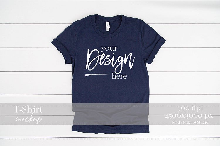 Download Navy T-Shirt Mockup | 3001 Bella and Canvas Mockup (257547 ...