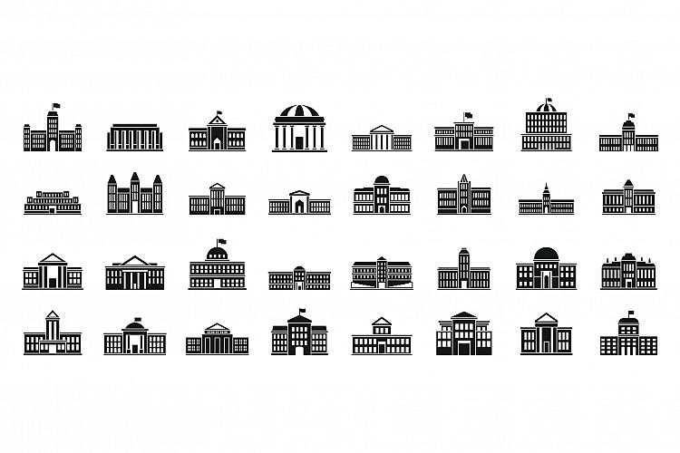 Parliament city icons set, simple style example image 1