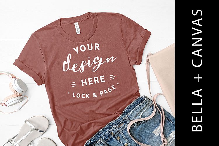 Mauve Bella Canvas 3001 T-Shirt Mockup Ladies Fashion Setup