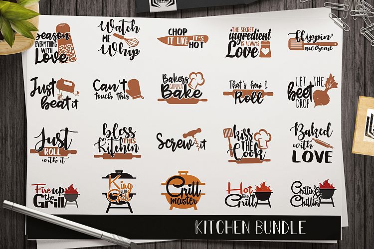 Kitchen SVG bundle - Cut files - Apron print - towel print