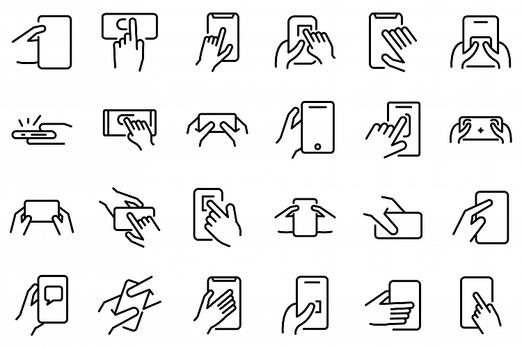 Using smartphone icons set, outline style example image 1