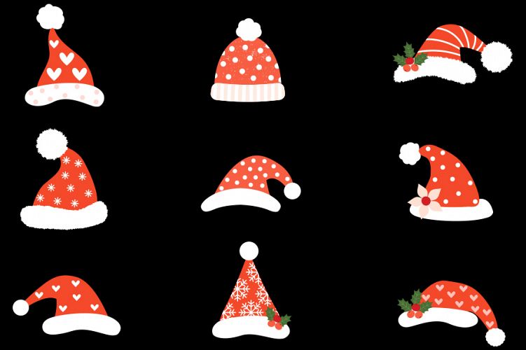 Hipster Santa hats clipart, Cute Christmas clip art